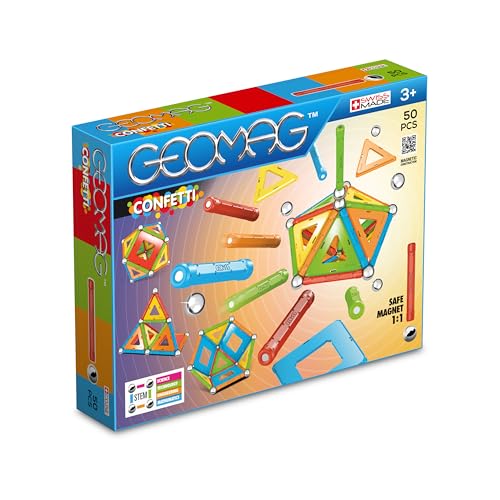 Geomag Classic Confetti 50 Pièces Jeu de Construction magnétique pour Enfants, Cadeau pour garçons et Filles de 5 6 7 8 9 10 11 12 13 Ans, constructions...