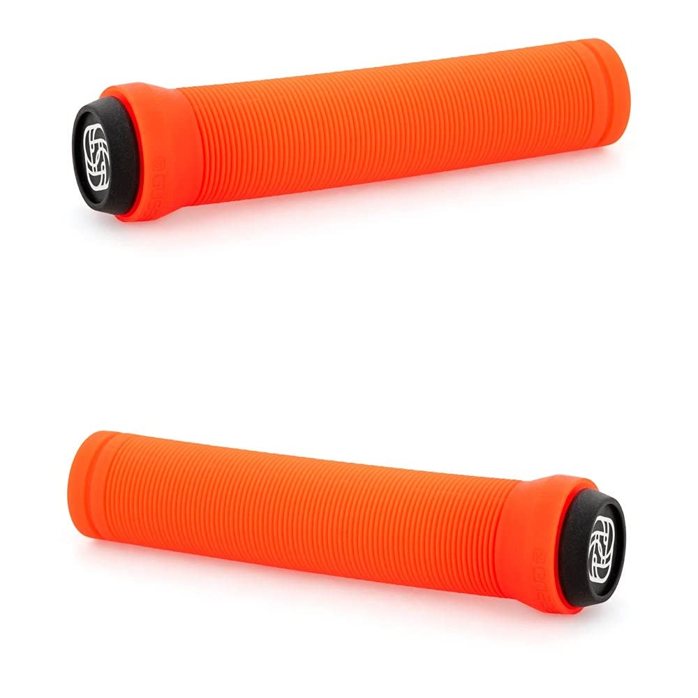 Gusset Sleeper Flangeless BMX/Scooter Handlebar Grips - Orange, 147mm /Single Ply Soft Rib Profile Push-in End Plug Hand Comfort Handle Bar Pair Bike Ride Scoot Sport Cycling Cycle Part Component Set