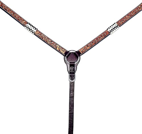 Miniatura 4 de American Leather Horse Saddle Tack One Ear Headstall  Breast Collar  Browband Headstall  Wither Strap  Tack Set BER213