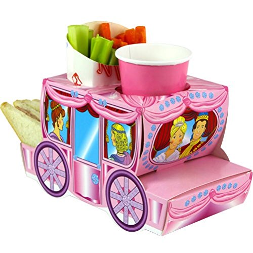 MustBeBonkers x5 Pink Cinderella Princess Coach - Party Meal Food Trays - Snack Lunch Box Plate Tray