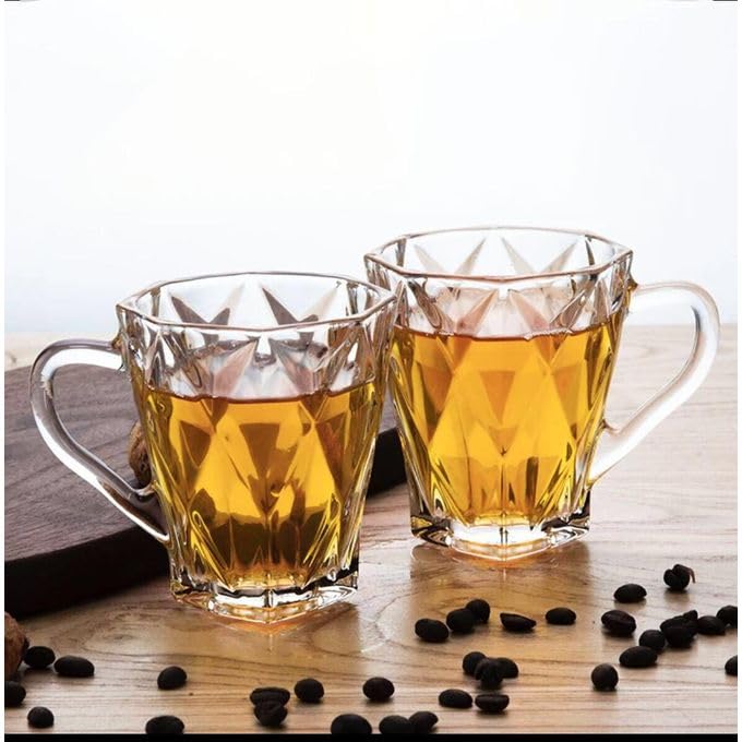 Image of Glass Tea Cups Set of 6 Pieces - Transparent Glass Tea & Coffee Cups Set - Hot & Cold Drinks Safe (CHEX Cup)
