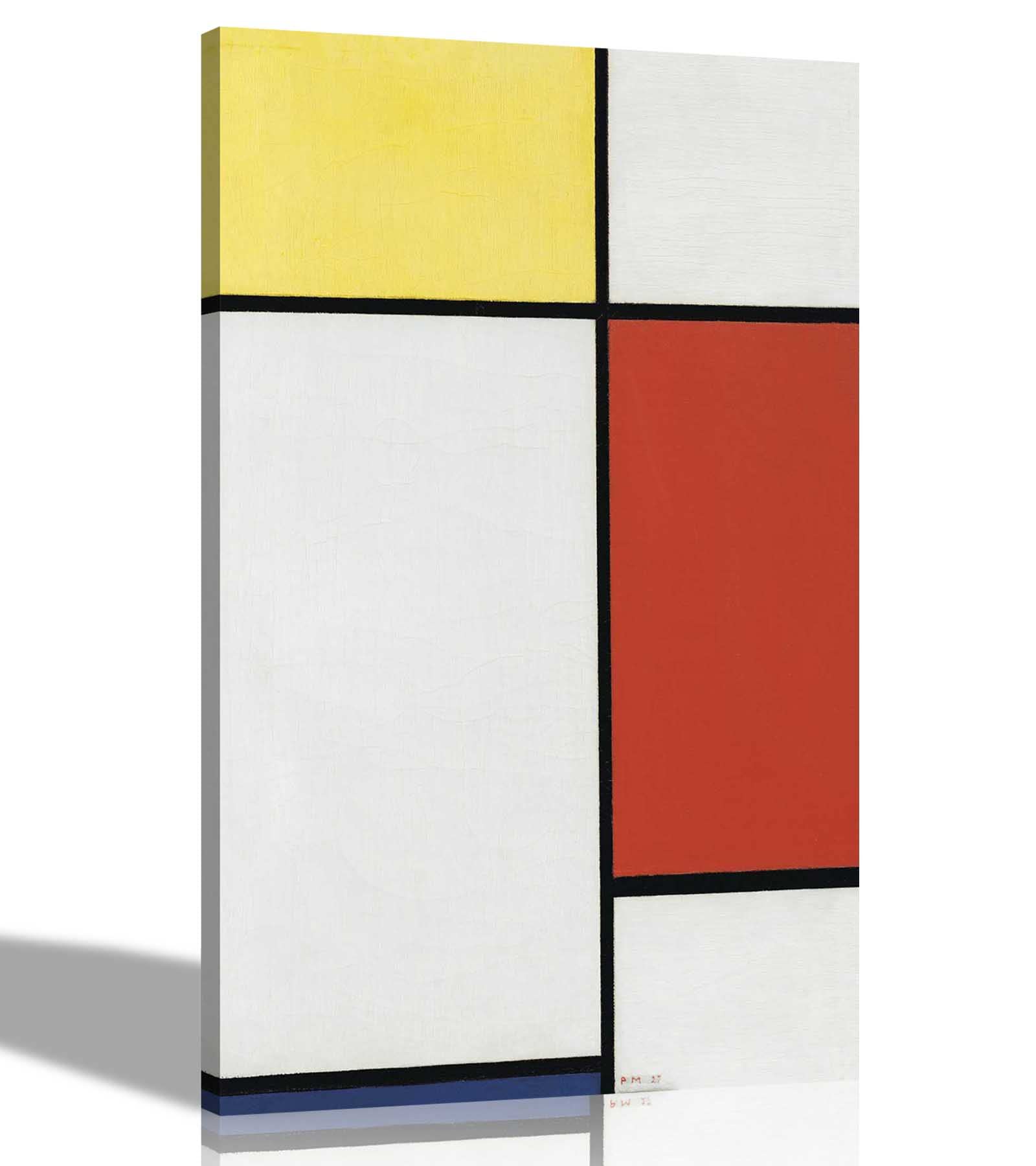 Artley Prints Composition Yellow Red Blue Composition No 2 With Yellow Red And Blue Piet Mondrian Canvas Prints Giclee Home Bedroom Artwork Stretched And Framed 38 X 51Cm (15 X 20 Inches)