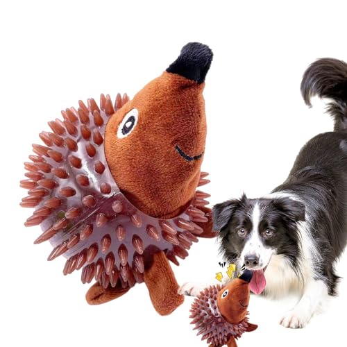 Spiky Dog Ball Toy, Frog and Hedgehog Floating Chew Ball, Squeaky Natural Rubber Toy, 4.3x6.2 inches Aggressive Chewer for Teeth