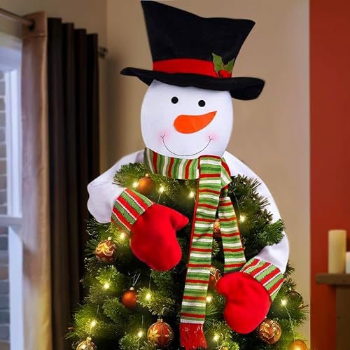 Christmas Tree Topper Snowman Hugger with Lights Strips - Xmas Holiday Winter Wonderland Party Decoration Ornament Supplies by luck sea - Used condition - US$7.81