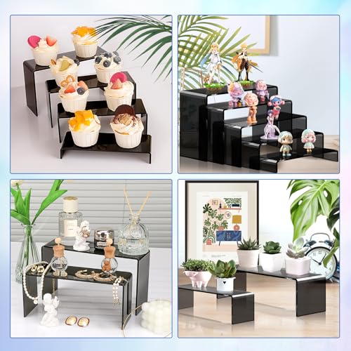 Image of Aheroi Acrylic Risers Display Stands, Acrylic Stands for Display 10Pcs 2Set | Arylic Display Stands Shelf Riser, Black Display Stand Set for Decor,Cupcake Stands Buffet Food Display Set,(7 inchL~8 inchL~9 inchL)