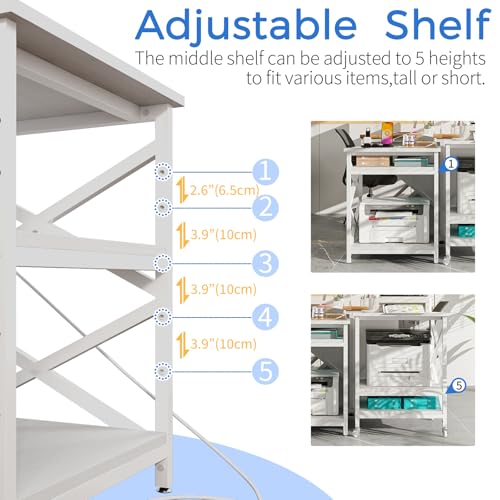 Image of METYERRY 24 inchx23.6 inch Large Printer Stand with Power Outlet, 3 Tier Cart