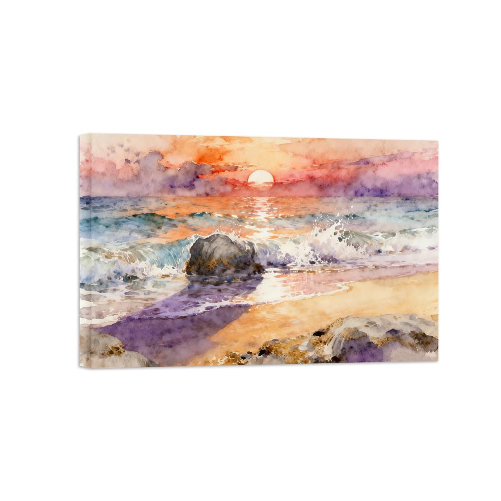 OZPWBVY Beach Clouds Sunset Landscape Canvas Prints Ready to Hang 70x105cm Wrapped Canvas