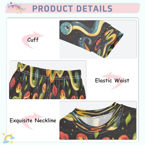 Pajama Sets Long Sleeve Cute Snake Cartoon Pattern Soft Comfy Sleepwear 2 Piece PJS 3-8T4