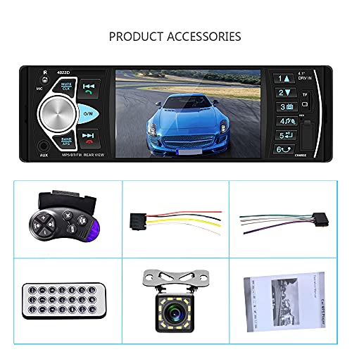 Single Din Bluetooth Car Stereo 4.1 Inch Screen Fm Radio Car Audio Receiver Camecho Mp3 Mp4 Mp5 Player Handsfree Call Usb Aux In Tf Card Input With Steering Wheel Control Remote Control Backup Camera #TOP6