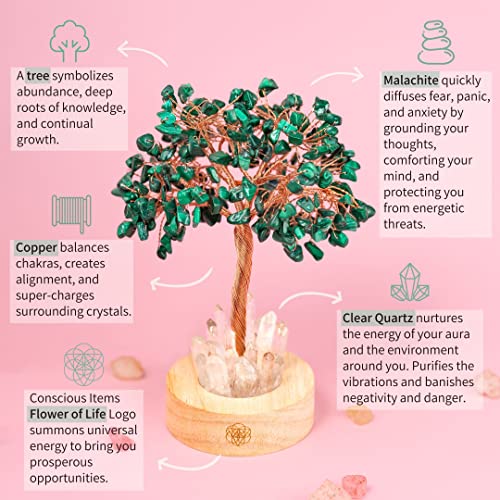 Conscious Items - Crystal Tree Lamp - Malachite Crystal Tree - Gemstone Lighted Tree - Malachite Tree Lamp - Money Tree Crystal #TOP5