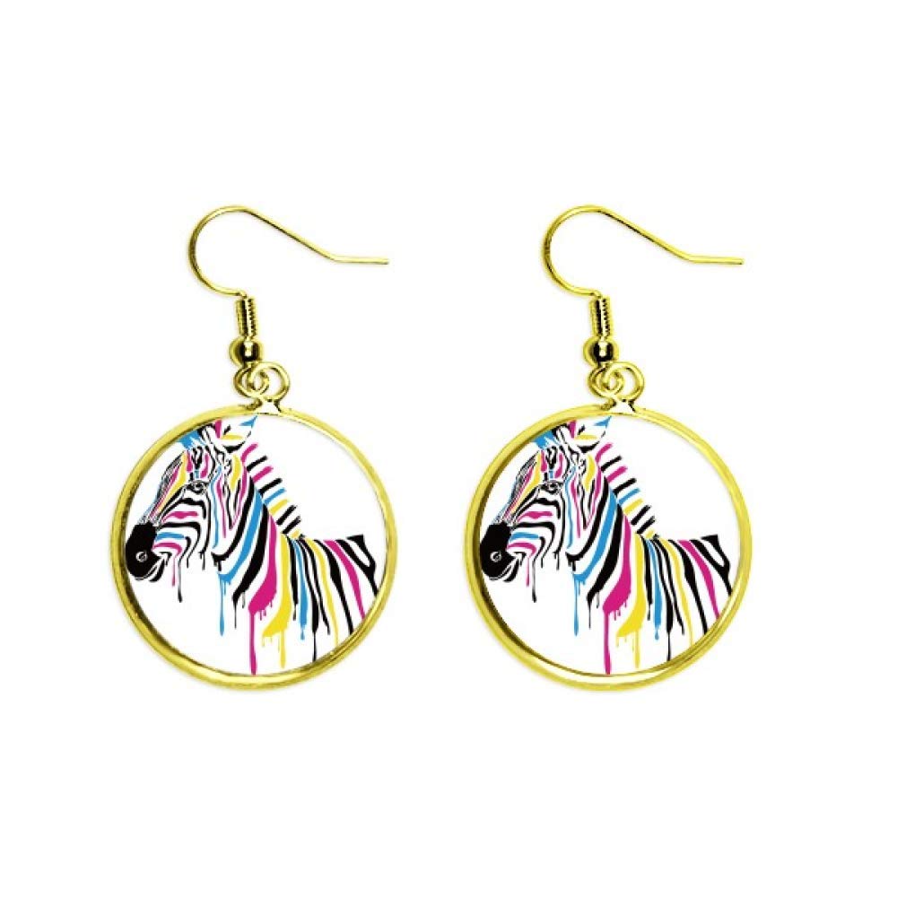 Pendientes de cebra arcoíris dorados bisutería mujer drop earrings 2