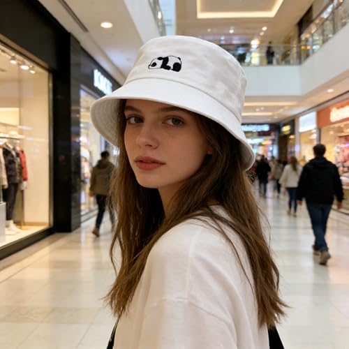 Image of Cotton Bucket Hat for Women Men Summer Travel Sun Beach Bucket Cap, Unisex Outdoor Fisherman Hat