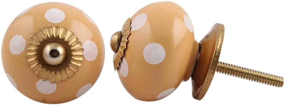Indian Shelf 25 Pieces Ceramic Cabinet Door knobs Mustard Cabinet Hardware Polka Dot Dresser Pulls
