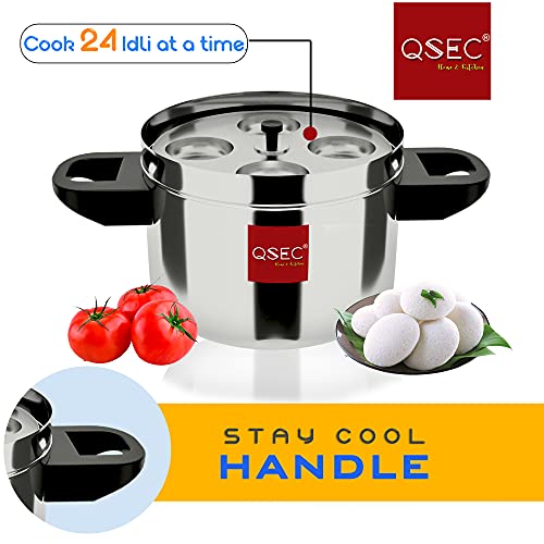 Image of QSEC Idli Cooker (24 Idli) Stainless Steel Steamer With 6 Tier Stand | Induction and Gas Stove Compatible