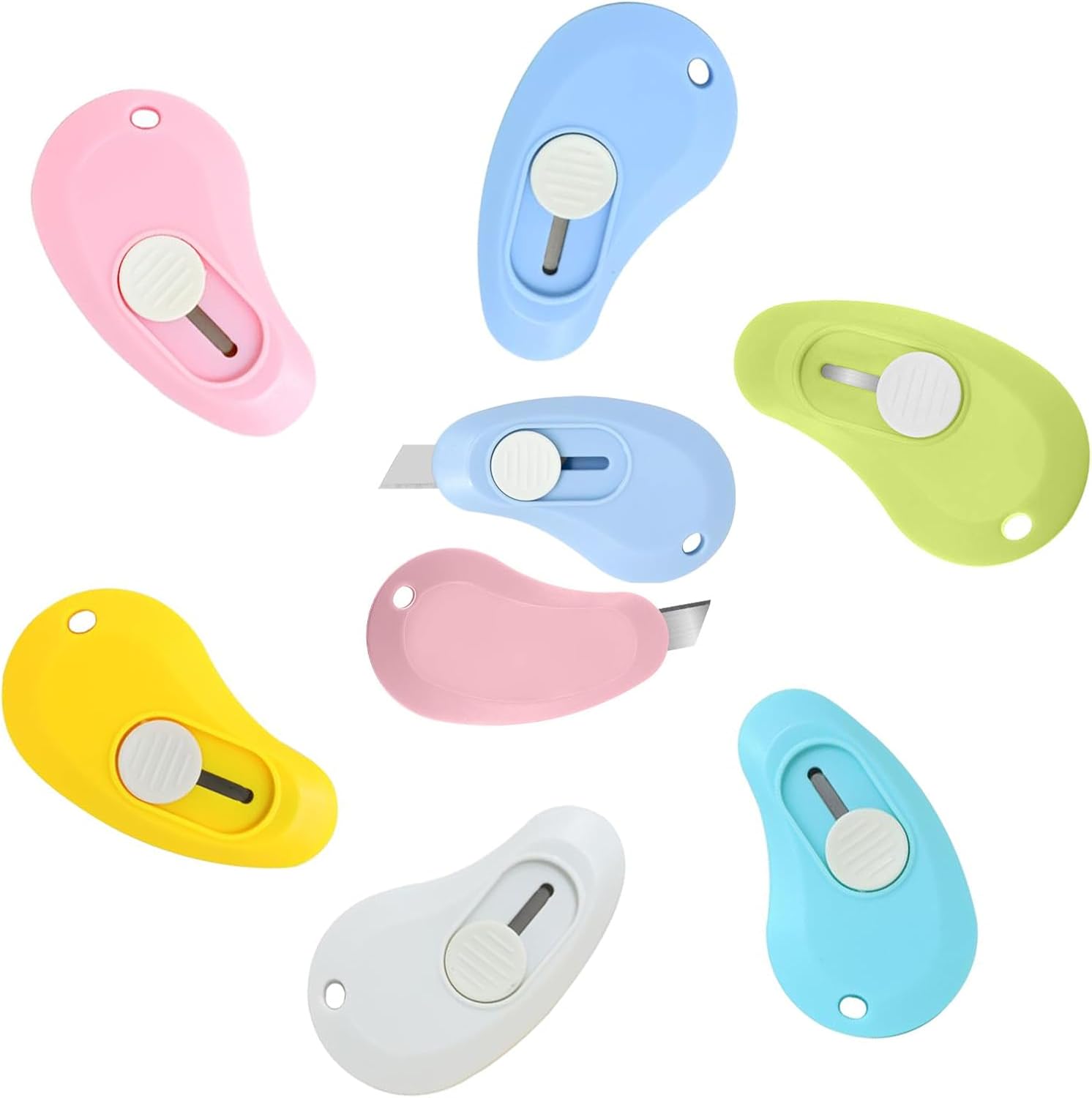 6 Pack Cute Box Cutters Retractable,Box Opener Set with Key Chain Hole