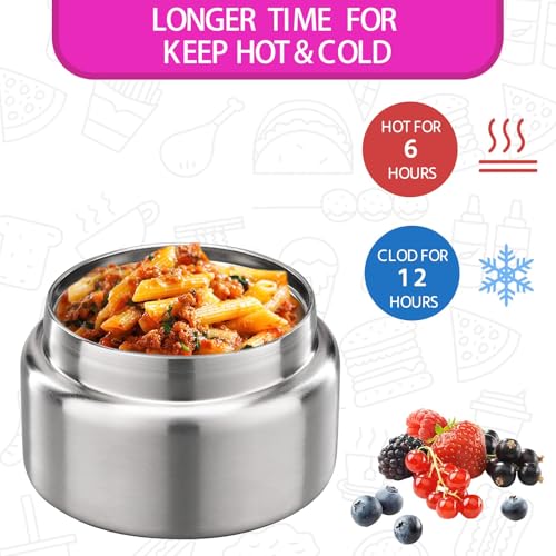 Image of MAISON HUIS 8oz Soup Thermo Wide Mouth Vacuum Insulated Thermo Jar, Leak Proof Stainless Steel Food Container for Hot&Cold Food Kids Lunch Soup for School Travel (Purple)