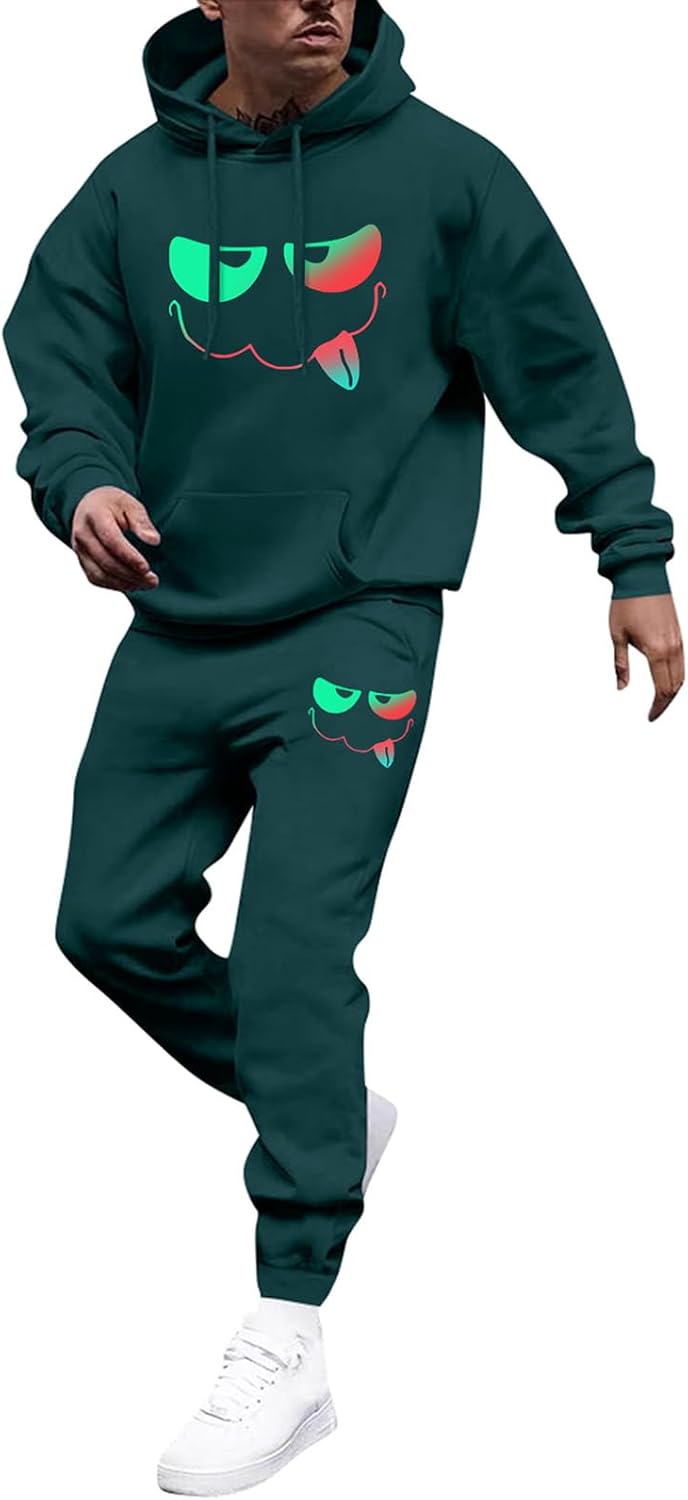 Mens Sweatsuits Hoodies Slim Fit 2 Piece Big And Tall Going Out Set Hiking Casual Suits Pockets