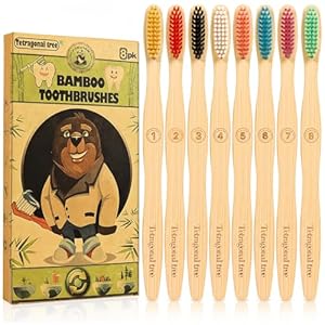 8 Count Biodegradable Bamboo Toothbrushes – Natural Toothbrush Value Pack – Extra Soft Toothbrush for Adults, Good for Sensitive Teeth and Gums