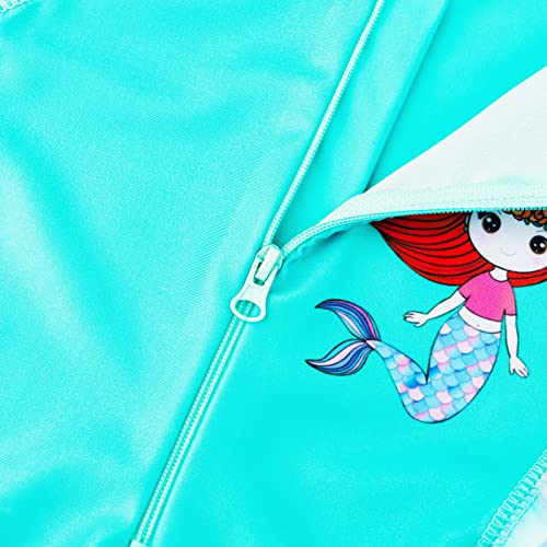 Image of TFJH E 1PCS Girls Short Sleeve Swimsuits UV 50+ Bathing Suits Sunsuits Zipper 2-14Y