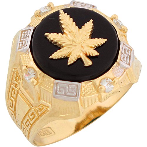 Jewelry Liquidation 10k Two Tone Gold Onyx White CZ Cannabis Marijuana Pot Leaf Mens Ring Jewelry Liquidation 10k Two Tone Gold Onyx White CZ Cannabis Marijuana Pot Leaf Mens Ring