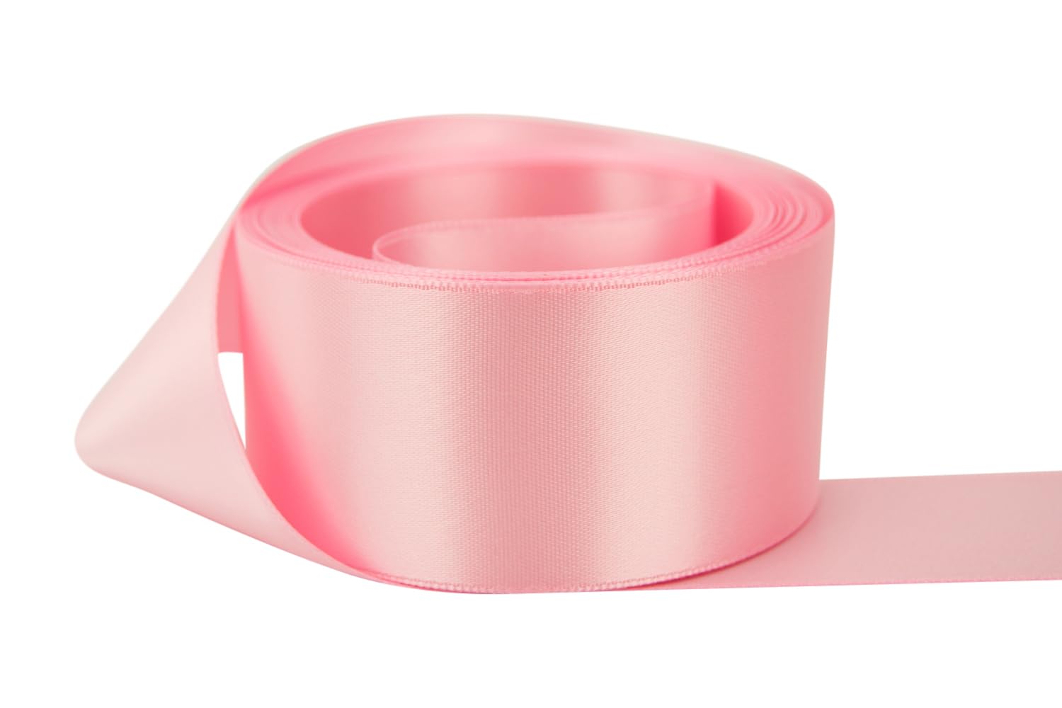 Ribbon Bazaar Double Faced Satin - Premium Gloss Finish - 100% Polyester Ribbon for Gift Wrapping, Crafts, Scrapbooking, Hair Bow, Decorating &amp; More - 1-1/2" Pink 50yd Spool