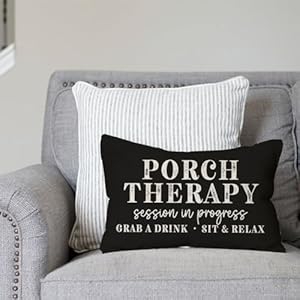 PANDICORN Farmhouse Throw Pillow Cover 12x20 Inch Porch Therapy Session in Progress Black Outdoor Rustic Front Porch Patio Decorations Lumbar Decorative Throw Pillows Cases for Party Room Couch Decor PANDICORN Farmhouse Throw Pillow Cover 12×20 Inch Porch Therapy Session in Progress Black Outdoor Rustic Front Porch Patio Decorations Lumbar Decorative Throw Pillows Cases for Party Room Couch Decor