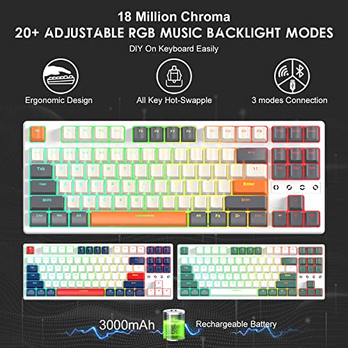 Image of Wireless Gaming Keyboard and Wrist Rest Pad and Custom Coiled USB C Cable,Triple Mode TKL Hot Swappable Tactile Switches,LIGHTSYNC RGB,Mechanical Keyboard Palm Rest for PC PS5 PS4 Xbox Mac-3 in 1 Kit