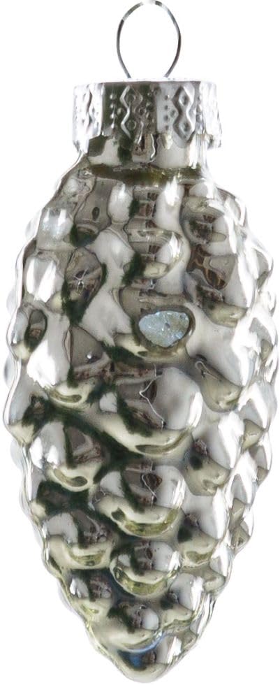 TrendLine Glas-Tannenzapfen Silber 12 Stück 6 cm Weihnachtsdekoration...