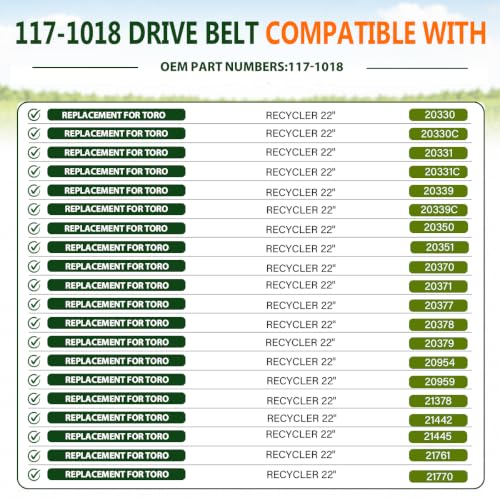 Image of 117-1018 Drive Belt 3 /8 inchx32.3 inch for Toro 117-1018 Aramid Cord | Compatible with Toro 22 inch Recycler mowers 20330,20331,20339,20370,20371,20377,20378,20379,20954,20959,21378,21442,21445