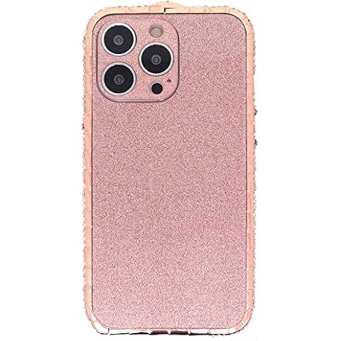 DMaos iPhone 13 Diamond Bumper Case for Women, Sparkly Rhinestone Snake Design Metal Bumper, Glitter Black Panel and Camera Cover, Bling Luxury 6.1'' 2021 - Rose Gold Cover