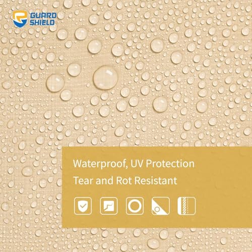 GUARD SHIELD Beige Tarp Heavy Duty Waterproof 10x10 Feet Outdoor Poly Tarps Cover Square Thick UV Resistant Canopy Tarpaulin with Grommets 10mil by GUARD SHIELD - Image 3