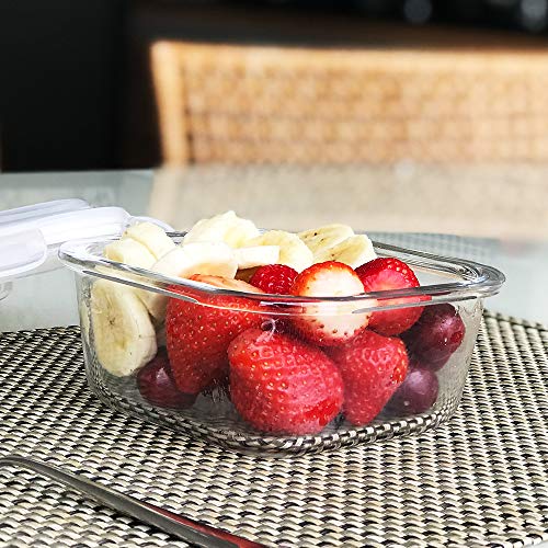 Kit 6 Potes Vidro Hermético Trava Quadrado 520ml Marmita