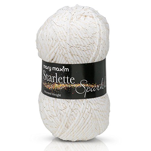 Mary Maxim Starlette Sparkle Yarn-White -Y127-100 #TOP19