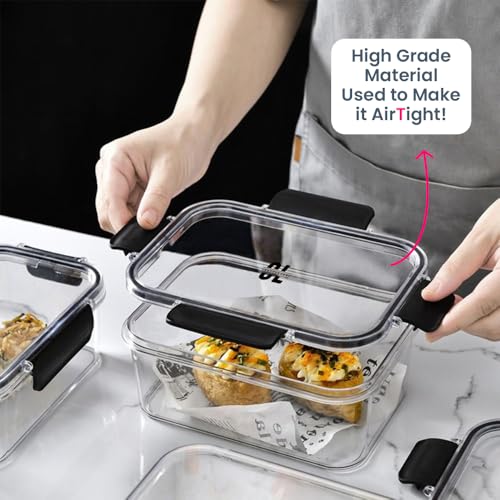 Image of Fridge Storage Container (300 ml / 900 ml / 1600 ml) | BPA Free Plastic Refrigerator Organizer Boxes | Freezer Safe Kitchen Storage Box for Vegetables, Fruits, Snacks