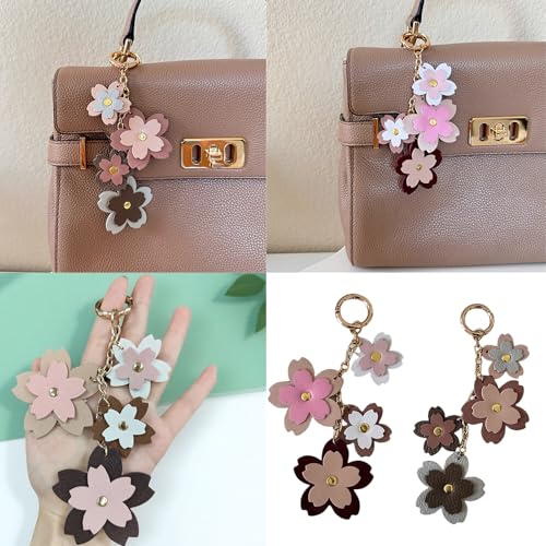 Porte-clés fleur pour sac en cuir élégant au design raffiné - 2