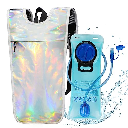 Macocheezee Hydration Pack Backpack, Insulated Water Backpack with 2L Bladder, Suitable for Hiking, Cycling, Running, Camping, Rock Climbing and Other Outdoor Activities (Silver)