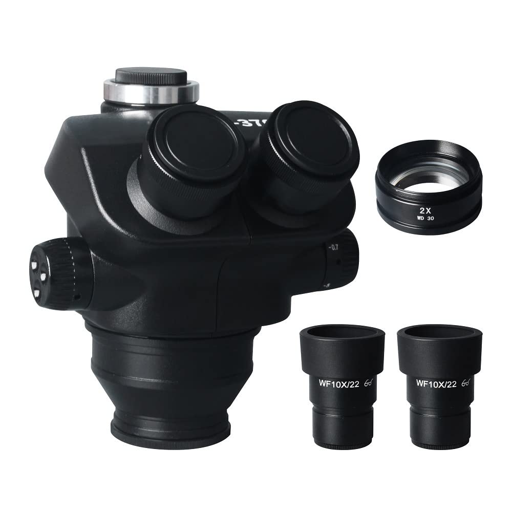 Microscope 7X-50X Simul-Focal Trinocular Microscope Zoom Stereo Microscope Head 0.5X 2.0X Auxiliary Objective Lens for PCB Soldering(with 2.0X)