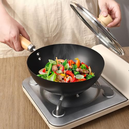 Wok de Hierro Fundido Antiadherente 20 cm Negro miniatura 5