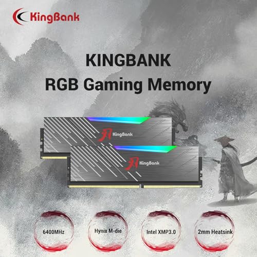Image of Computer Memory Ram RGB Hynix M-die KingBank DDR5 32GB(2x16GB) 6400MHz CL32 1.4V with Heatsink for Desktop Computer High Performance Gaming