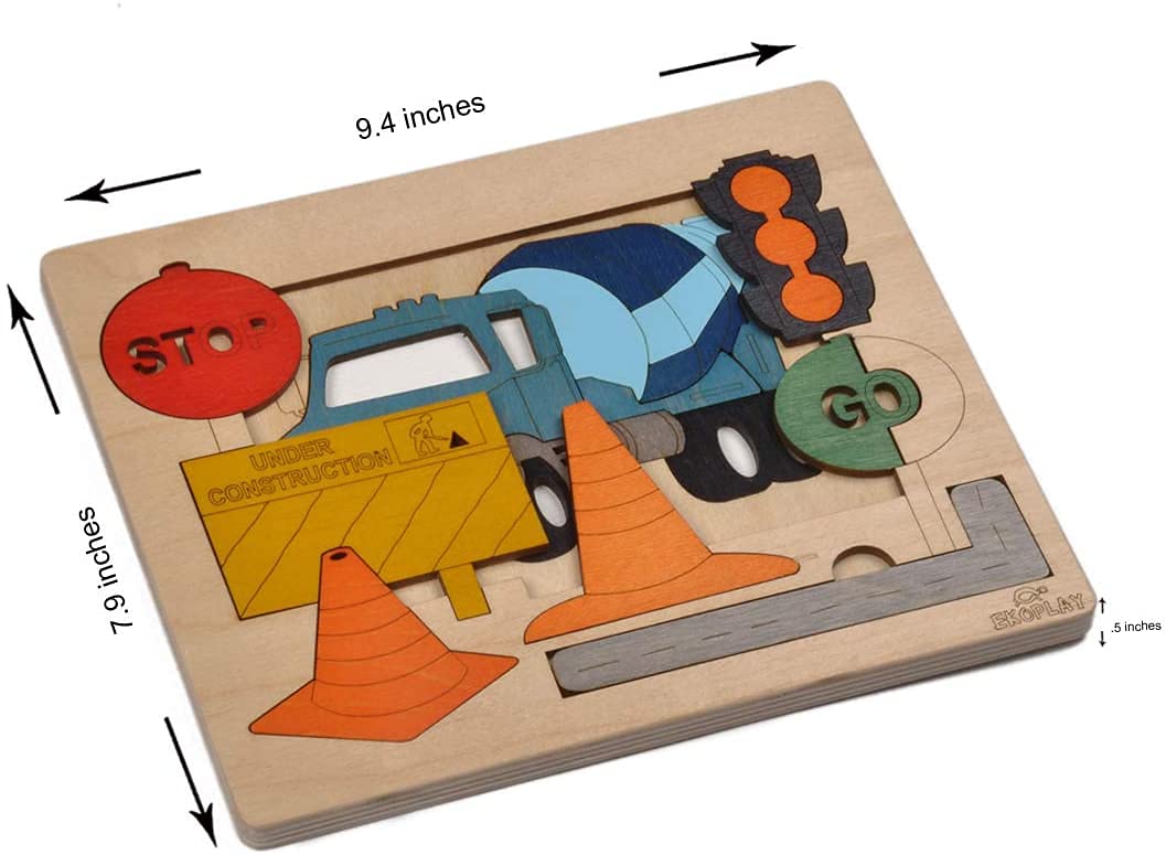 Road Construction Multilayered Wooden Puzzles for Kids 20 Piece Jigsaw Puzzle for School Kids Learning Educational Toys Gifts for Boys Girls - Image 3
