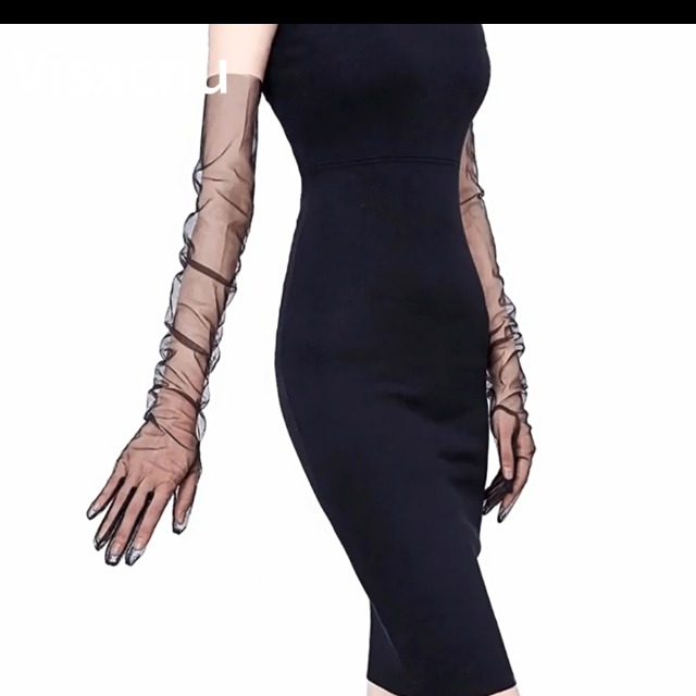 2 Paires Gants Longs Dentelle Femme - 70cm, Noir Et Rouge, Pour Mariage Ou Soirée