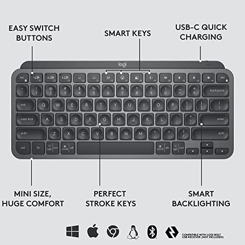 Logitech Mx Keys Mini Keyboard + Mx Anywhere 3 Wireless Mouse Combo - Backlit Keys, Usb-C, Bluetooth, Ergonomic, Compact, Hyper-Fast Scroll, Multi-Os Compatible, Pc / Mac – Graphite #TOP5