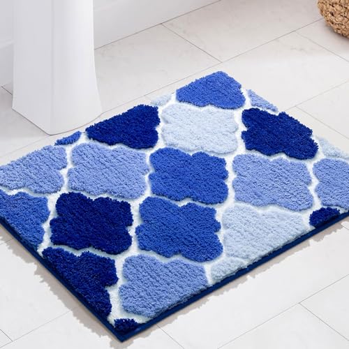 Image of Roseate Ellipse Super Soft Anti-Skid (40x60 cm) Super Absorbent Mats Microfiber 2000 GSM Mat for Bathroom /Kitchen /Door Mats for Home /Floor Mat (Blue) Pack of 1