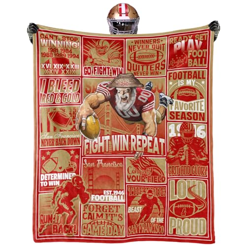 Football Blanket Football Style Throw Blanket 60x50 Fan Gifts for Men Soft Flannel Red Sofa Bed Couch.