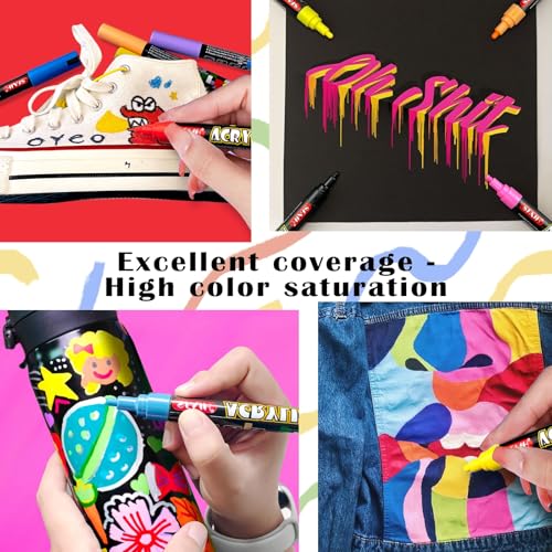 Image of SFAIH Acrylic Creative Markers Set of 60 With 14 Metallics, 3mm Medium Tips