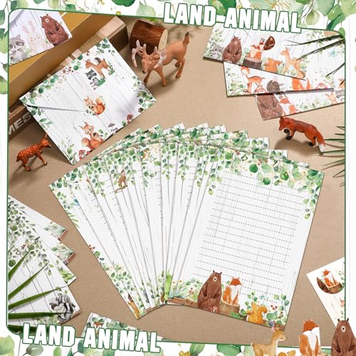 Image of TaoBary 160 Pcs Woodland Animal Stationery Paper and Envelopes Set