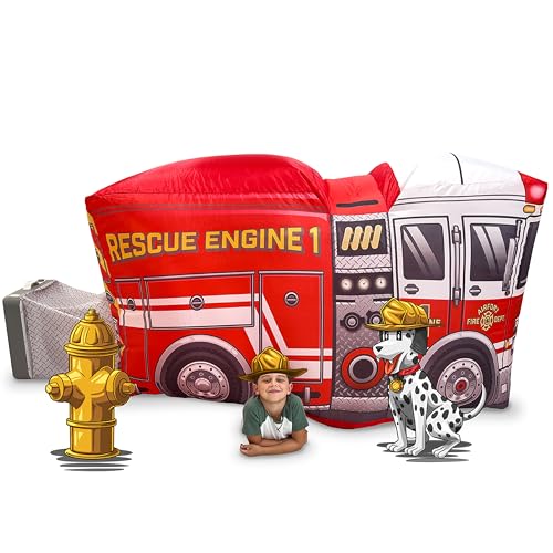 The Original Patented AirFort - Build A Fort in 30 Seconds, Inflatable Fort for Kids, Play Tent for 3-12 Years, A Playhouse Where Imagination Runs Wild, Fan not Included (Firetruck)