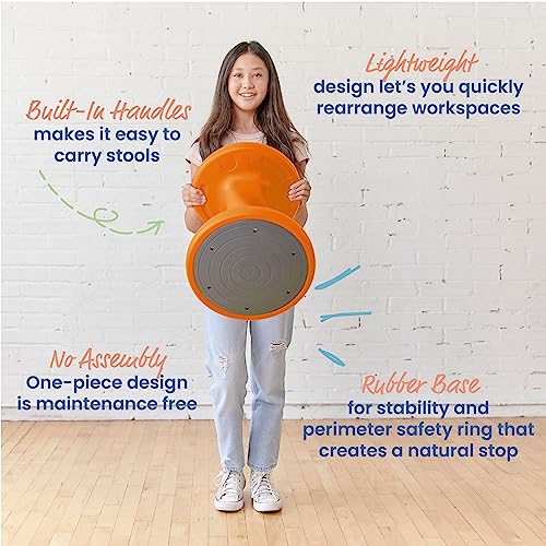 Image of ECR4Kids Twist Active Wobble Stool, 18in Seat Height, Classroom Furniture, Orange