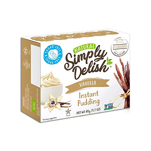 Simply Delish, Natural Pudding, and Pie Filling - Fat and Gluten Free, Vegan Sweet, Vanilla Flavour - Pack of 1, Sugar Free Pudding