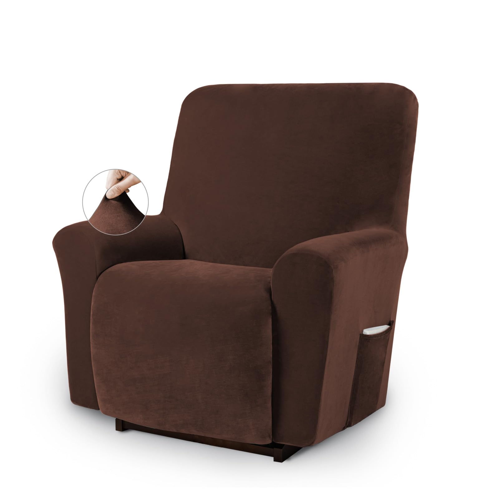 Photo 1 of Asnomy Recliner Chair Covers Lazy Boy Recliner Covers with Pockets Stretch Velvet Couch Cover Slipcovers 1-Piece Furniture Protector for Dogs Cats(Recliner,Chocolate)